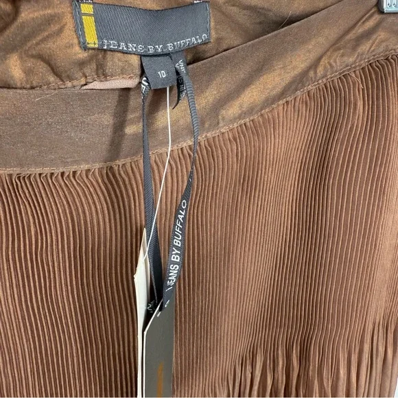 i jeans by Buffalo Accordion Pleated Copper Brown Mini Skirt Lined Size 10 - Picture 2 of 8